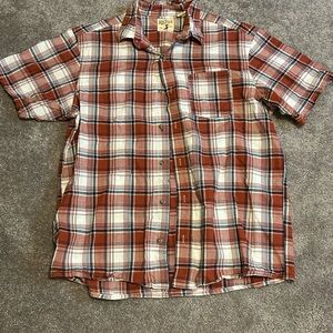RedHead Men's Red and White Plaid Button Down Shirt